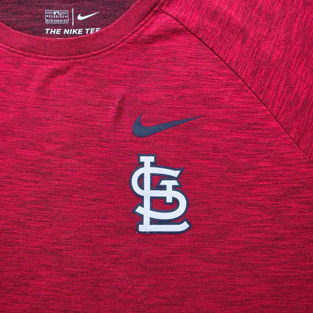 St Louis Cardinals Nike Tshirt Mens 2XL Red 3/4 Sleeve Dri Fit MLB Baseball‎